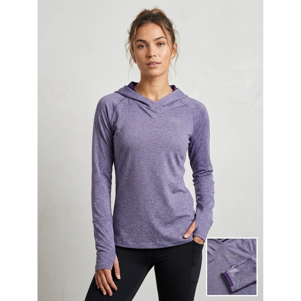 Zoot Cycling Sports Womens Purple Heathered Training Hoodie Thumbholes Large